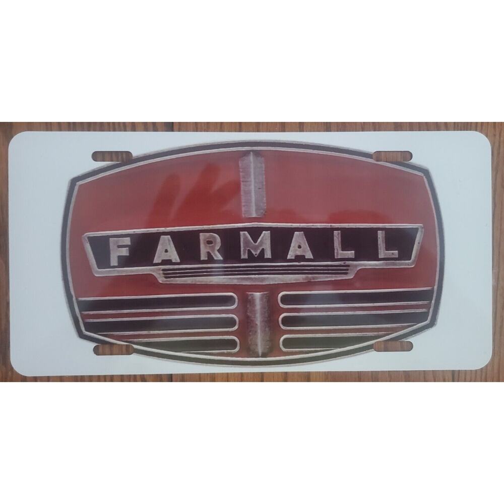 Farmall Tractor Logo Aluminum Vanity License Plate Tag